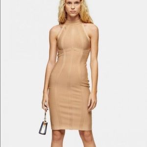 Topshop Funnel Neck Bandage Bodycon Dress